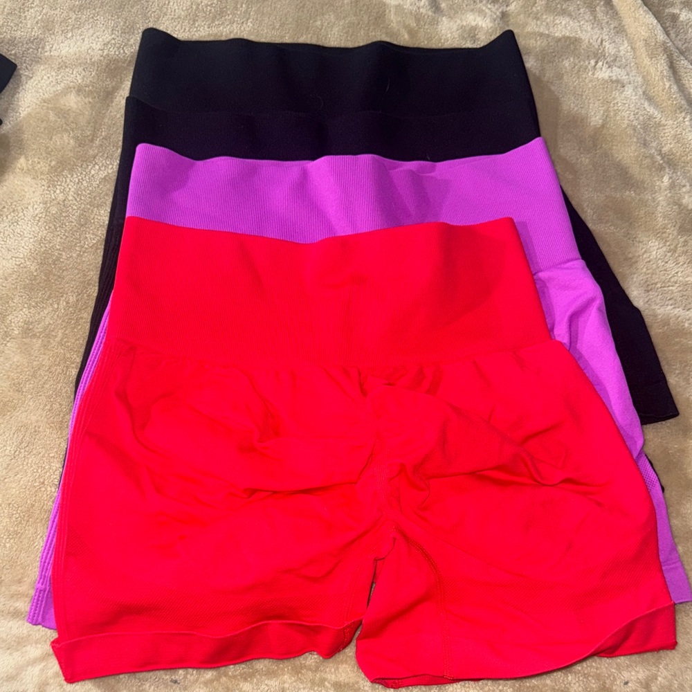 Amazon Women's Athletic Shorts in Red, Purple, and Black